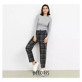 Брюки женские, цвет тёмно-серый/клетка, размер 46 (M) рост 164-170 см