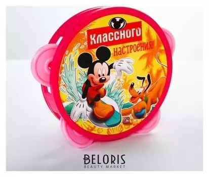 Бубен "Весёлые нотки", Клуб Микки Мауса, D=10 см, микс