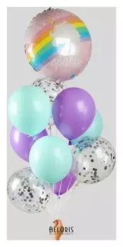 Букет из шаров "Блестящий единорог", в наборе 10 шт.