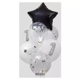 Букет из шаров «Гепард», цифра 1, фольга, латекс, конфетти, лента, набор 8 шт.