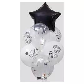 Букет из шаров «Гепард», цифра 3, фольга, латекс, конфетти, лента, набор 8 шт.