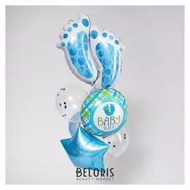 Букет из шаров «Рождение мальчика», следы, фольга, набор из 7 шт.