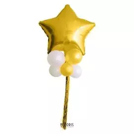 Букет из шаров «Звезда в шариках», фольга, латекс, дождик, набор 9 шт, цвет золотой и белый