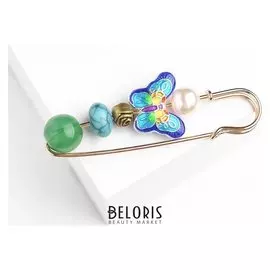 Булавка "Бабочка", 7 см, цветная в золоте