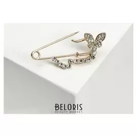 Булавка "Бабочка в полёте", 4 см, цвет белый в золоте