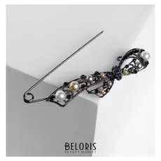 Булавка "Бант", 10,5 см, цветная в сером металле