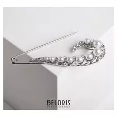 Булавка "Блеск жемчужный", 10 см, цвет белый в серебре