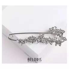 Булавка "Цветочная", 7,5 см, цвет белый в серебре