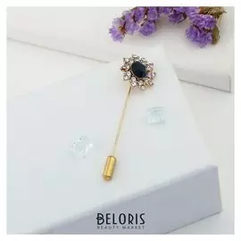 Булавка "Цветок" королевский, 5,6 см, цвет сине-белый в золоте