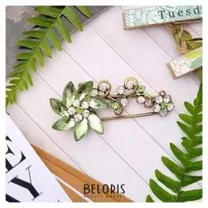 Булавка "Цветок" летний, 7 см, цвет светло-зелёный в чернёном золоте