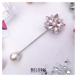 Булавка "Цветок" сирень, 8см, цвет сиреневый в серебре