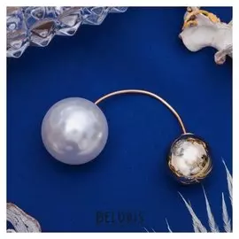 Булавка "Диорис", 4 см, цвет белый в золоте