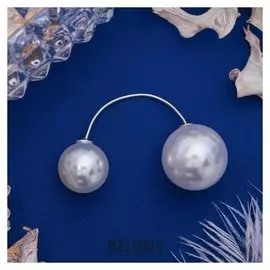 Булавка "Диорис", 4 см, цвет белый в серебре