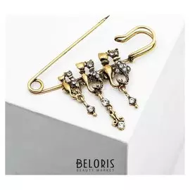 Булавка "Кошачье семейство", 7 см, цвет белый в чернёном золоте