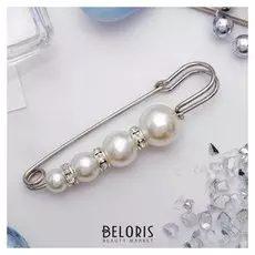 Булавка "Квартет", 7,5 см, цвет белый в серебре