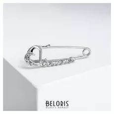 Булавка малая "Сердце", 4,5 см, цвет белый в серебре