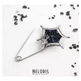 Булавка "Паук", 7,5 см, цвет тёмно-синий в серебре