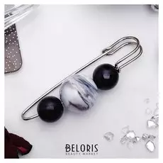 Булавка "Планеты" 7 см, цвет чёрно-белый в серебре