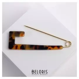 Булавка пластик "Квадрат" леопард, 8,5 см, цвет коричневый в золоте