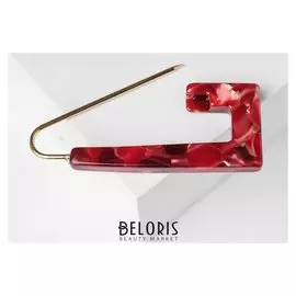 Булавка пластик "Квадрат мини" мозаика, 6 см, цвет красный в золоте