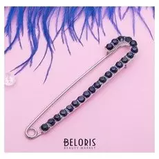 Булавка "Россыпь страз", 10 см, цвет синий в серебре