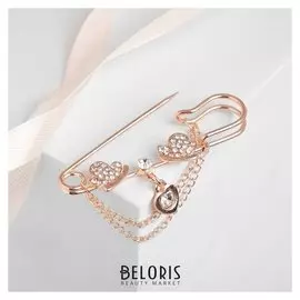 Булавка с подвесками "Бабочки", 6 см, цвет белый в золоте