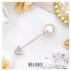 Булавка "Стрела" 5 см, цвет белый в золоте