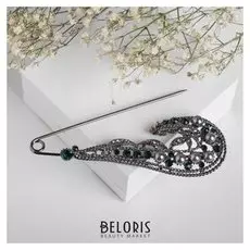 Булавка "Вензель", 10 см, цвет серо-зелёный в сером металле