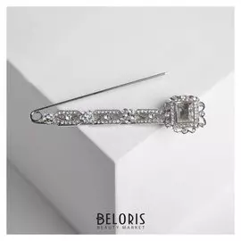 Булавка "Версаж" уно, 10,5 см, цвет белый в серебре