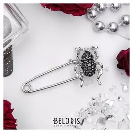 Булавка "Жук-скарабей" 5,5 см, цвет чёрный в серебре