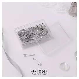 Булавки английские №000, 19 × 4 мм, 80 шт, цвет серебристый