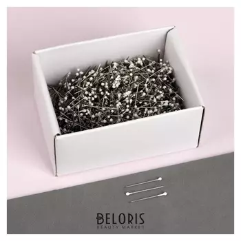 Булавки портновские, 25 мм, 140 гр, 2000 шт, цвет серебряный/белый