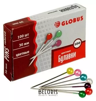 Булавки с цветной головкой Globus, 100 шт., 30 мм