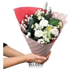 Бумага крафт белый «Для тебя» розовый горох, 0.68 × 8 м