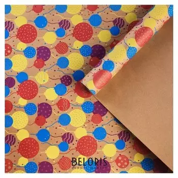 Бумага крафтовая бурая в рулоне «С днём рождения», 0.68 × 8 м