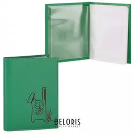 Бумажник водителя Fabula "Friends", натуральная кожа, тиснение, 6 пластиковых карманов, лайм