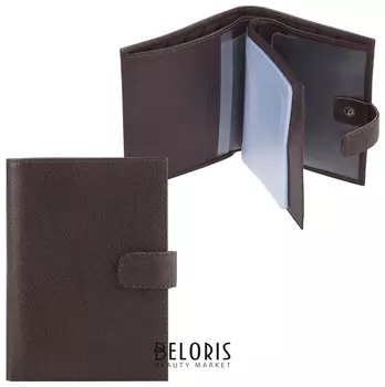 Бумажник водителя Fabula "Largo", натуральная кожа, тиснение, 6 пластиковых карманов, кнопка, коричневый