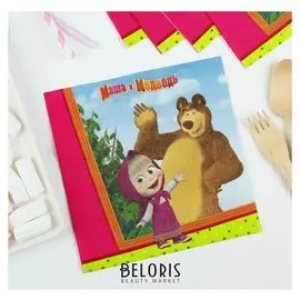 Бумажные салфетки «Маша и медведь», 33 см, набор 12 шт.