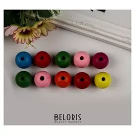 Бусина дерево "Шарики цветные" набор 10 шт 2,5х2,5 см