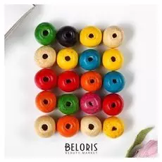 Бусина дерево "Шарики цветные" набор 20 шт 2х2 см