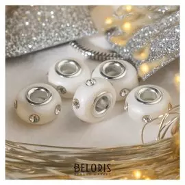 Бусина "Диоды", цвет белый в серебре