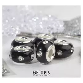 Бусина "Диоды", цвет чёрный в серебре