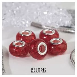 Бусина "Сахарный кварц", цвет красный в серебре