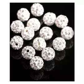 Бусина "Шамбала" 10мм (Набор 15шт), цвет белый