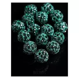 Бусина "ШАМБАЛА" 10мм (набор 15шт), цвет изумруд
