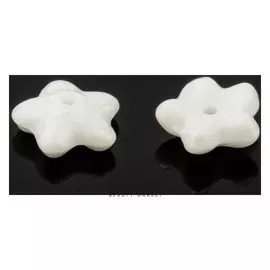 Бусина стеклянная "Preciosa" цветок (Набор 2шт), 8*3мм, цвет белый