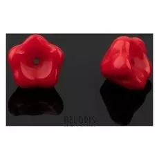 Бусина стеклянная "Preciosa" цветок (Набор 2шт), 8*7мм, цвет красный
