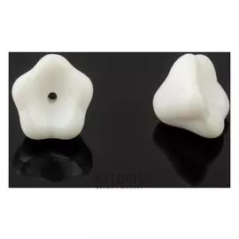 Бусина стеклянная "Preciosa" цветок (Набор 2шт), 8*7мм, цвет белый