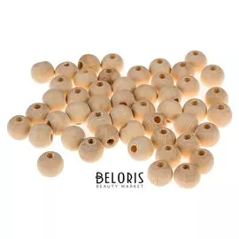 Бусины деревянные D=10 мм (Набор 15 гр) без покрытия