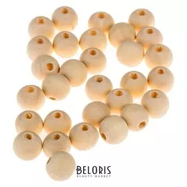 Бусины деревянные D=12 мм (Набор 30 шт) без покрытия